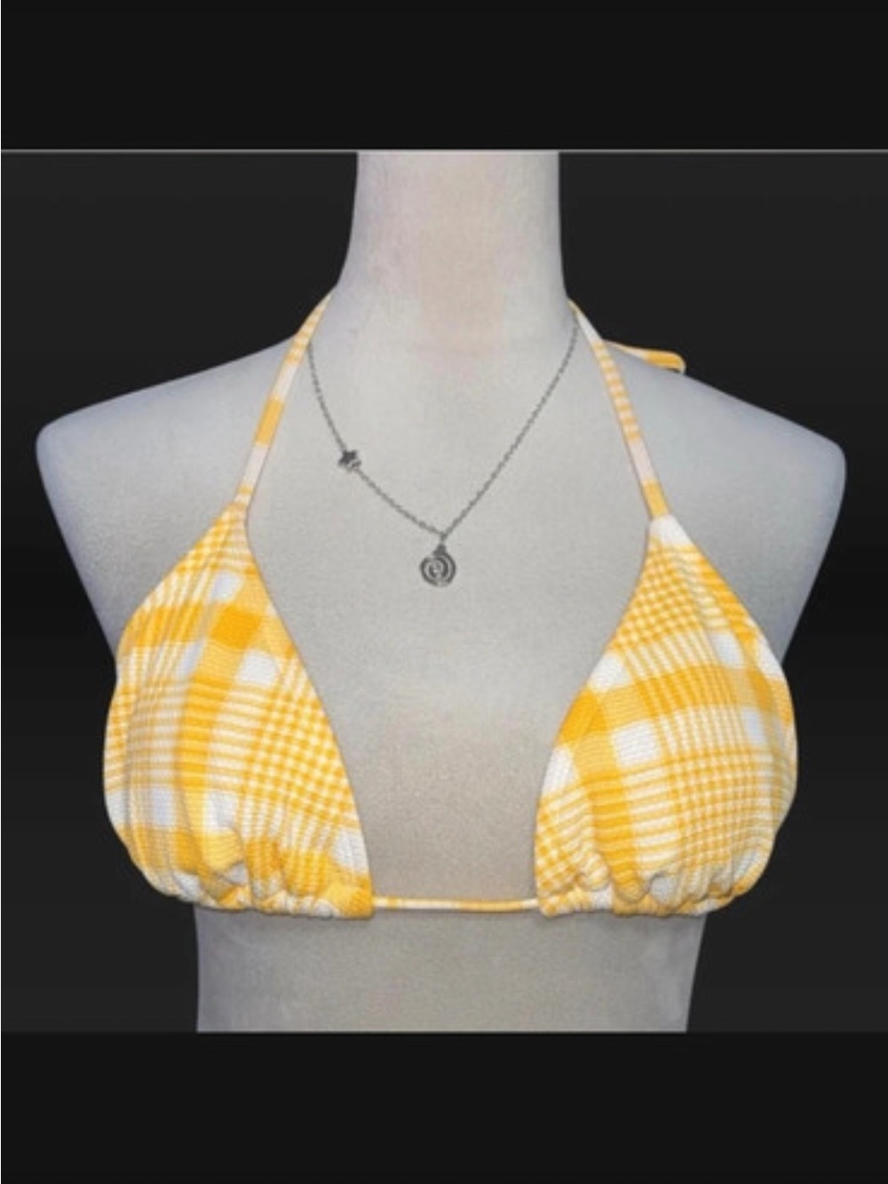 Xhilaration Yellow Plaid Halter Bikini Top